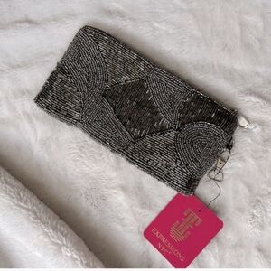 Expressions NYC Silver Beaded Wristlet NWT
